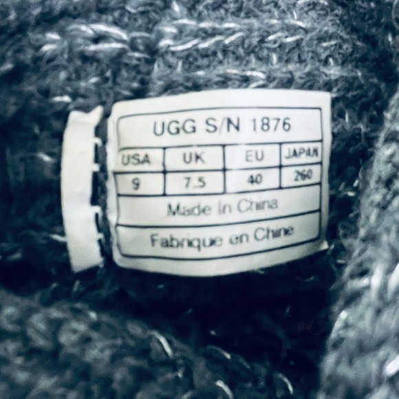 UGG Australia Cardy Knit Button Boots Gray Sparkle Size 9 - Picture 8 of 9